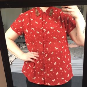 Button Down Unicorn Top